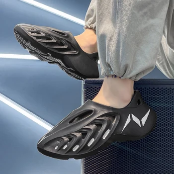Kalın tabanlı Nefes Delik Ayakkabı Yumuşak Elastik Rahat Rahat erkek Sandalet Aşınmaya dayanıklı kaymaz Açık Erkek plaj ayakkabısı