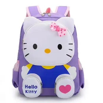Karikatür Sanrio Hello Kitty Yüksek Kapasiteli Sırt Çantası Naylon Mor Çocuk Moda Boş Zaman Tatlı Sırt Çantası kızın doğum günü hediyesi