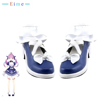 Minato Aqua Cosplay Ayakkabı Vtuber Cosplay Prop Cadılar Bayramı Karnaval Çizmeler PU Deri Ayakkabı Custom Made