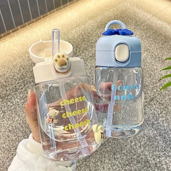 Saman Su Bardağı Yaz Öğrenci Kullanışlı Fincan Sevimli çocuk Saman Su Bardağı Kız Taşınabilir plastik bardak Saman Su Bardağı