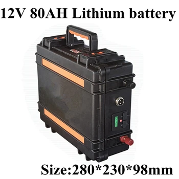 Su geçirmez 12 v 80ah lityum iyon batarya 12 v 70ah Li ion Batteria 18650 USB portu için ışık yedek güç balıkçılık UPS + 10A şarj cihazı
