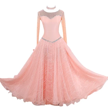 Vals Balo Salonu Yarışması Elbise Dans Performansı Sahne Kostüm gece elbisesi Düğün Parti Kıyafet Rhinestones Uygulama Giyim