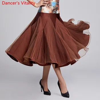 Yeni Modern Dans Giyim 4 Renk Ekleme Büyük Etek Boyu Etek Ulusal Standart Vals Caz Dans Sahne Uygulama Eğitim Kıyafetleri