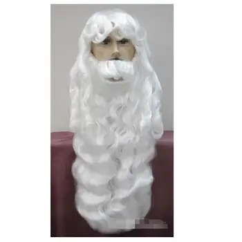 YU # 00070@ + Gümüş beyaz Noel Baba sakal seti süslü elbise Cosplay peruk LATLG004